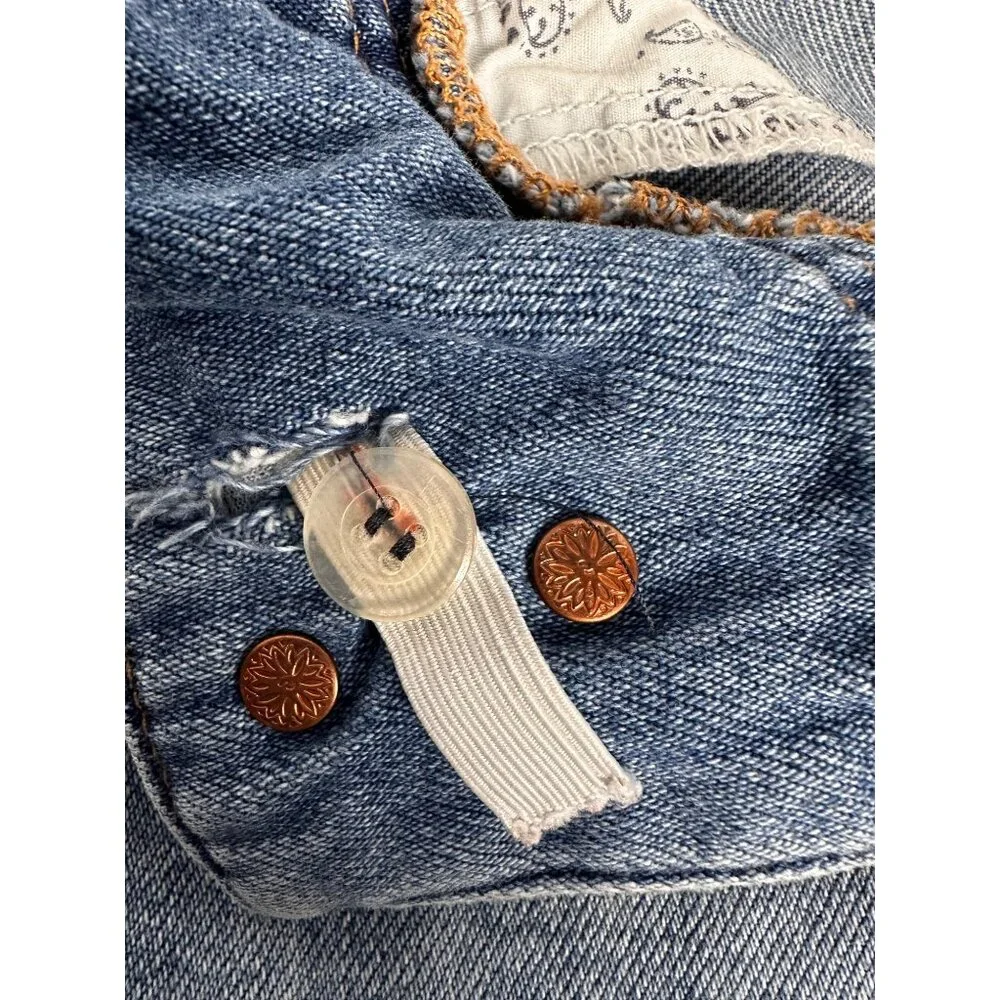 Free People Western Denim Shorts Size 28 Adjustable Waist Cowgirl Boho Country - Picture 8 of 11